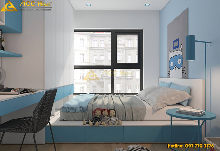 thiết kế nội thất phòng ngủ với tone màu ngộ nghĩnh