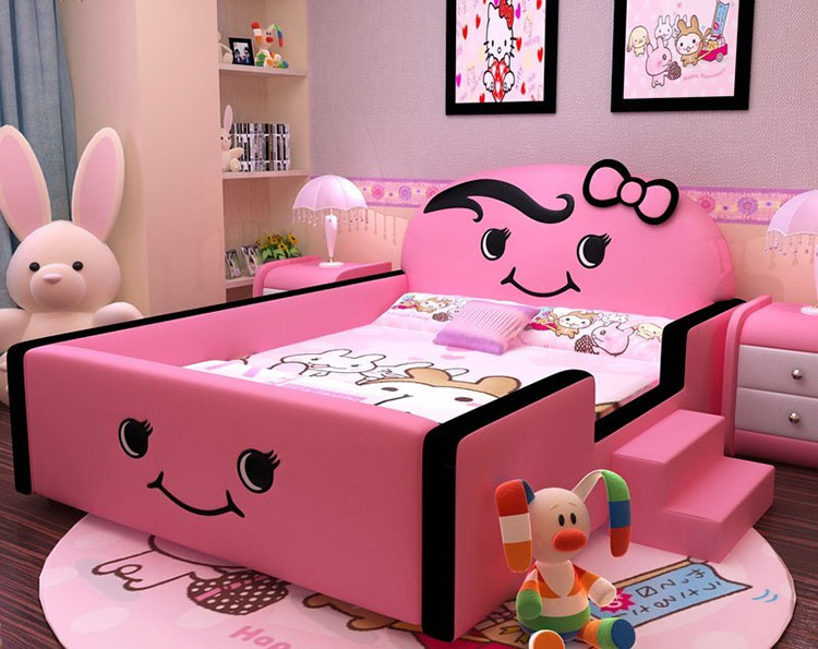 Giường ngủ cho bé gái với họa tiết xinh xắn, dễ thương