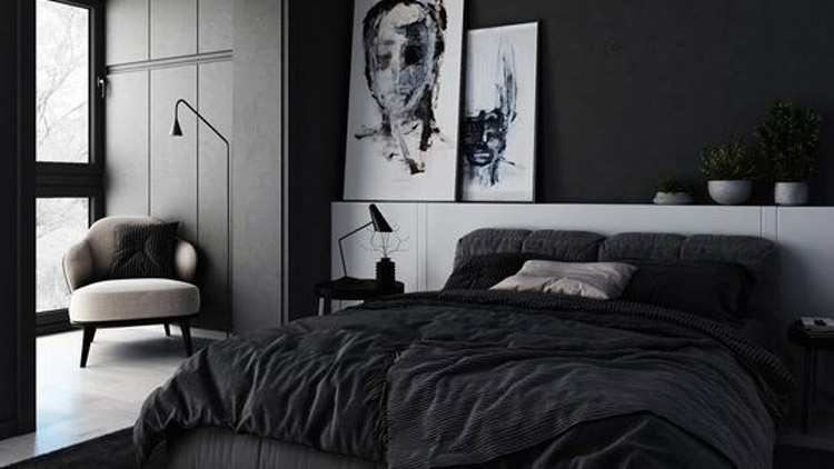 Phòng ngủ cho nữ đẹp với cách phối màu đen – trắng đơn giản