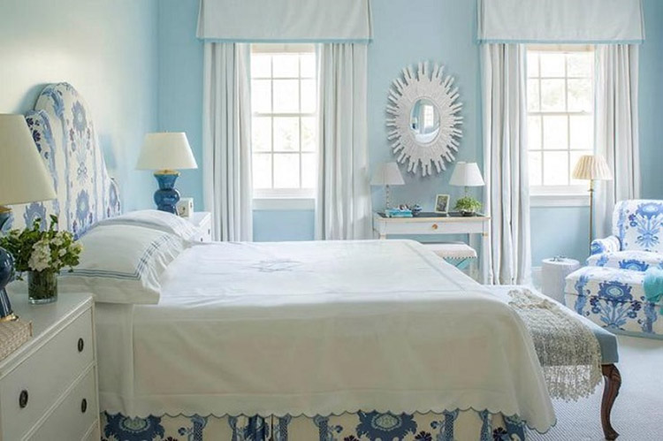 Phòng ngủ 8m2 đẹp với nội thất tone xanh – trắng