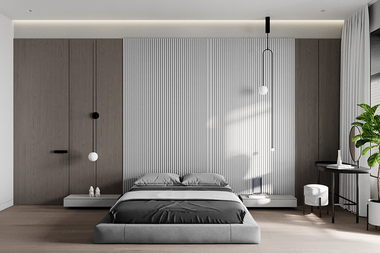Mẫu thiết kế nội thất phòng ngủ tối giản, hiện đại