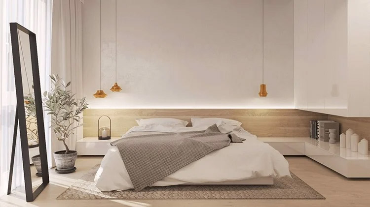 Phòng ngủ tông màu tối giản