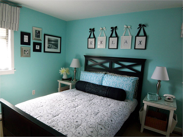 Phòng ngủ màu xanh ngọc bích mệnh Thủy