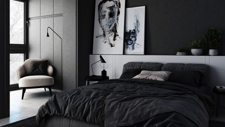 Phòng ngủ màu sơn đen đẹp cho phòng ngủ cá tính