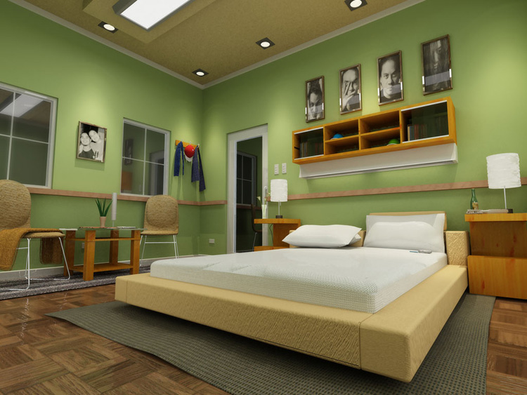 Phòng ngủ xanh lá cho người mệnh Mộc