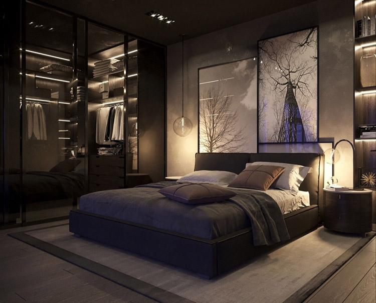 Phòng ngủ nội thất gỗ và đèn trang trí siêu xinh