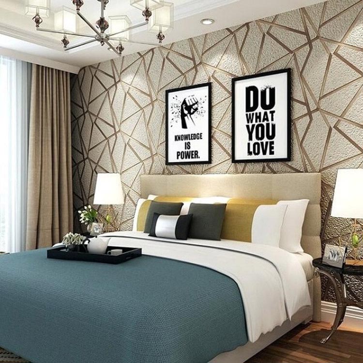Phòng ngủ sử dụng giấy dán tường ấn tượng