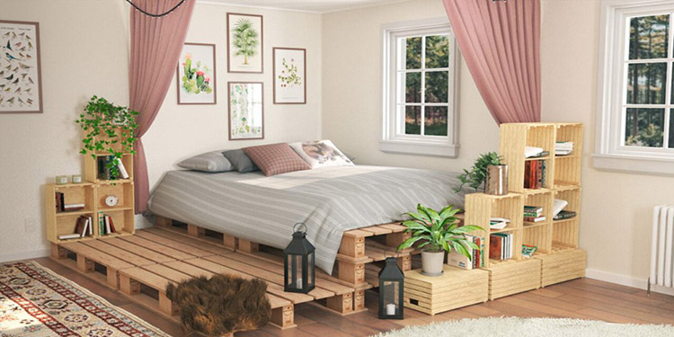 Phòng ngủ đẹp vintage nội thất làm từ gỗ công nghiệp