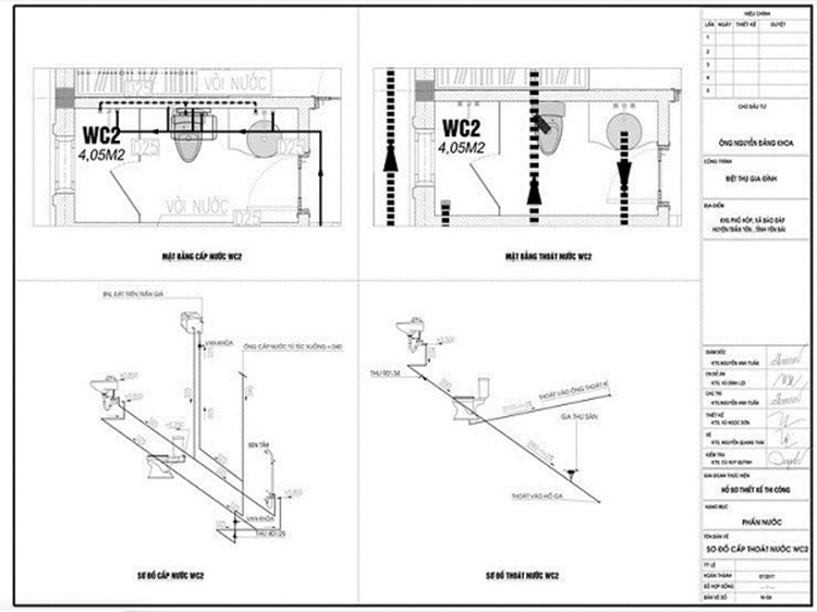 Bản vẽ hệ thống cấp thoát nước nhà vệ sinh tầng 2