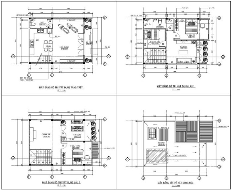 Bản vẽ thiết kế nhà 2 phòng ngủ 5x8m cấp 4 miễn phí T07/2022