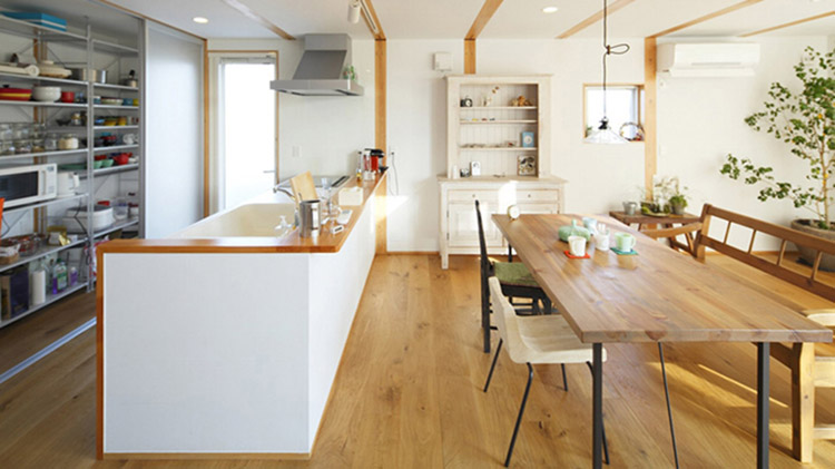 Thiết kế phòng bếp kiểu Nhật không gian mở
