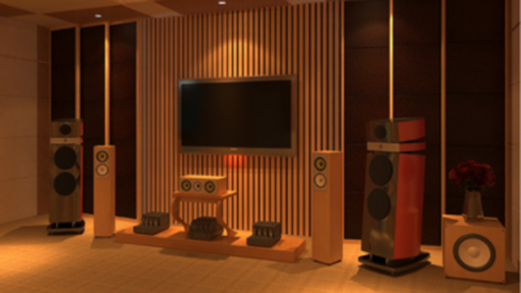 Phòng nghe nhạc được trang bị thiết bị ánh sáng vàng tạo cảm giác ấm áp