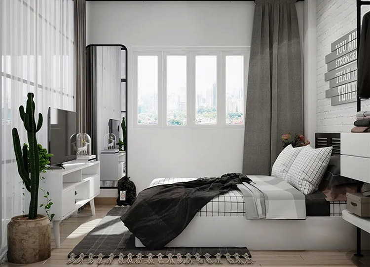 Mẫu phòng ngủ gam màu - đen trắng tinh tế