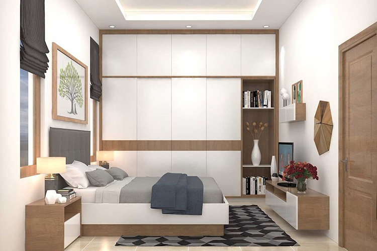 Thiết kế phòng ngủ 19m2 sử dụng nội thất gỗ tự nhiên