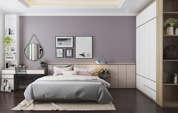 Phòng ngủ ấn tượng với gam màu trung tính, nhẹ nhàng