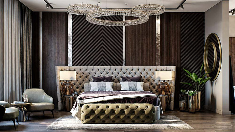 Phòng ngủ master phong cách Luxury tone màu Walnut lạ mắt