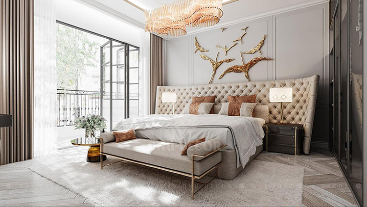 Thiết kế phòng ngủ 20m2 phong cách Luxury đẹp đẳng cấp