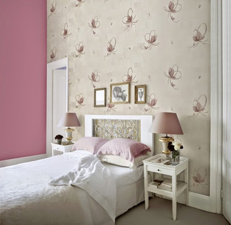 Phòng ngủ dùng dán tường đa dạng màu sắc, hoa văn