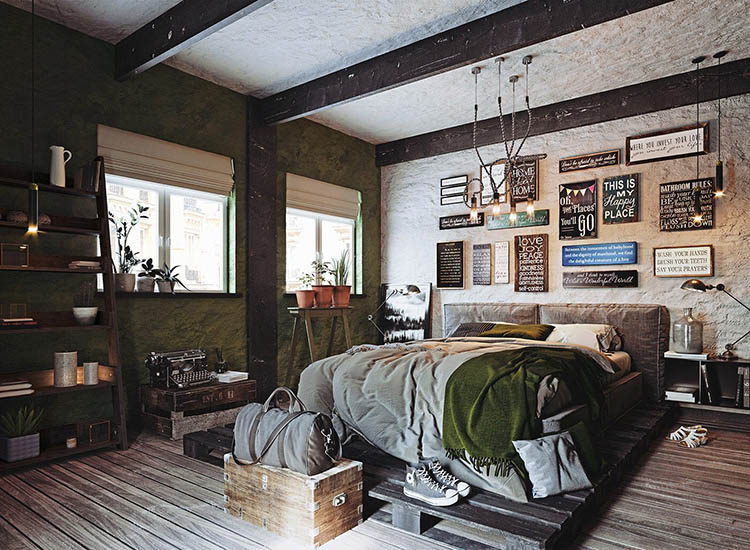 Thiết kế phòng ngủ chung cư theo phong cách vintage 