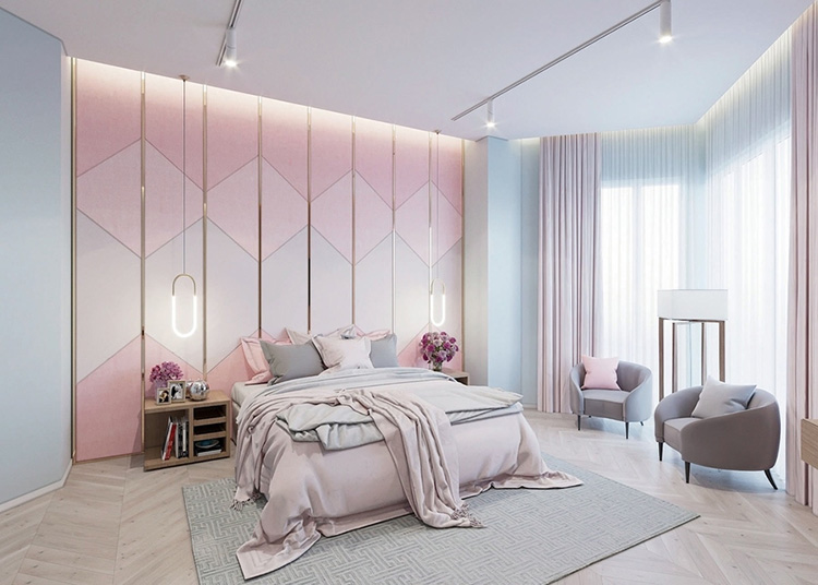 Phòng ngủ chung cư hiện đại tone màu pastel