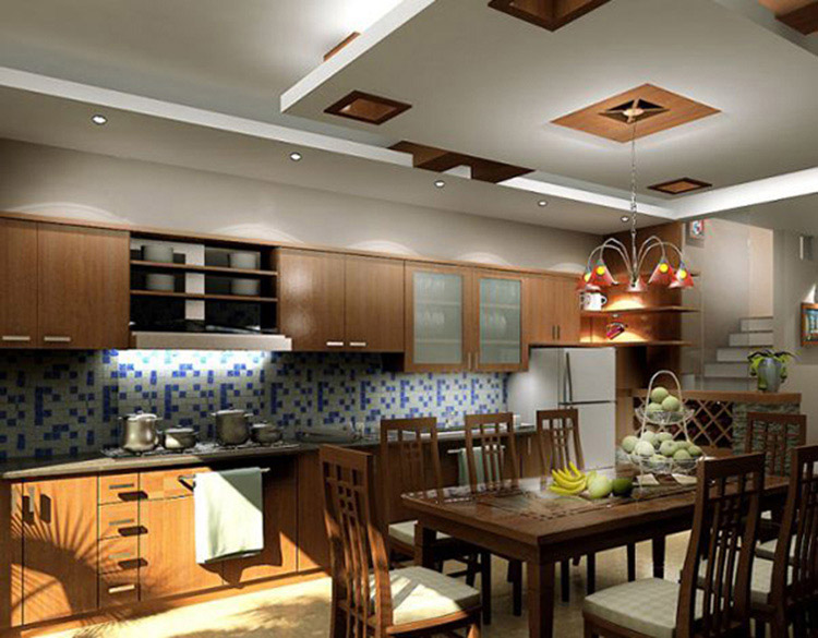 Phòng ăn và phòng bếp sử dụng trần thạch cao 