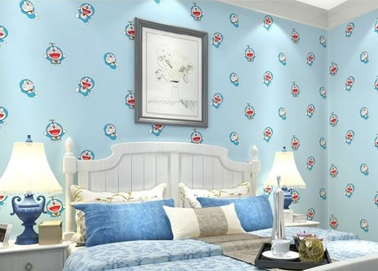 Phòng ngủ của bé với tranh dán tường doremon 