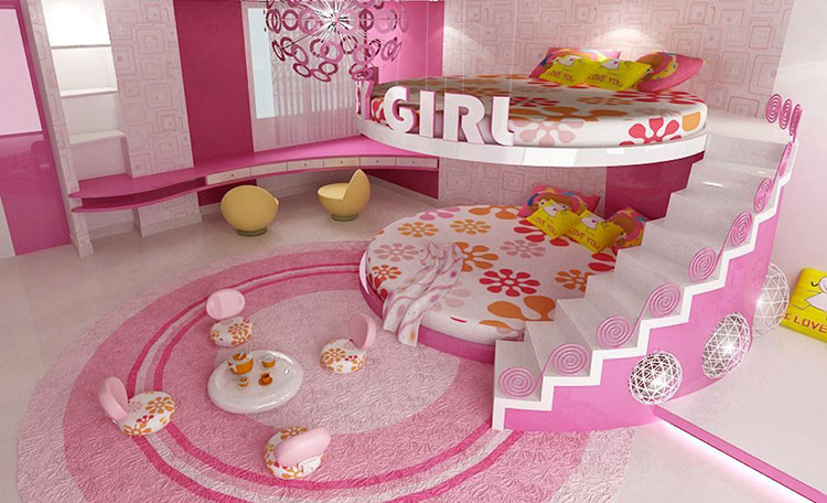 phòng ngủ 2 tầng cho bé gái