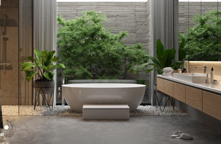 thiết kế bồn tắm gần gũi với thiên nhiên