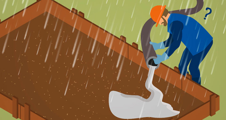 Đổ bê tông gặp mưa có ảnh hưởng gì?